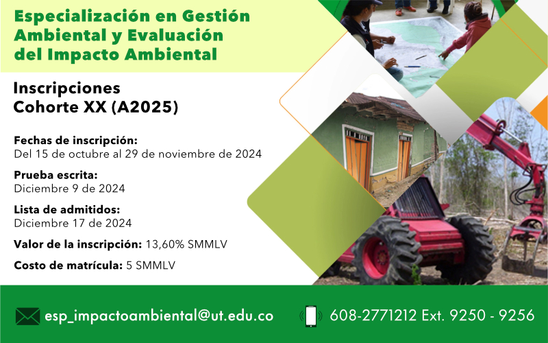 Inscripciones Especialización en Gestion Ambiental y Evaluación de Impacto Ambiental