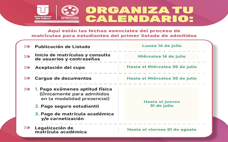 Anuncio matrículas primer listado