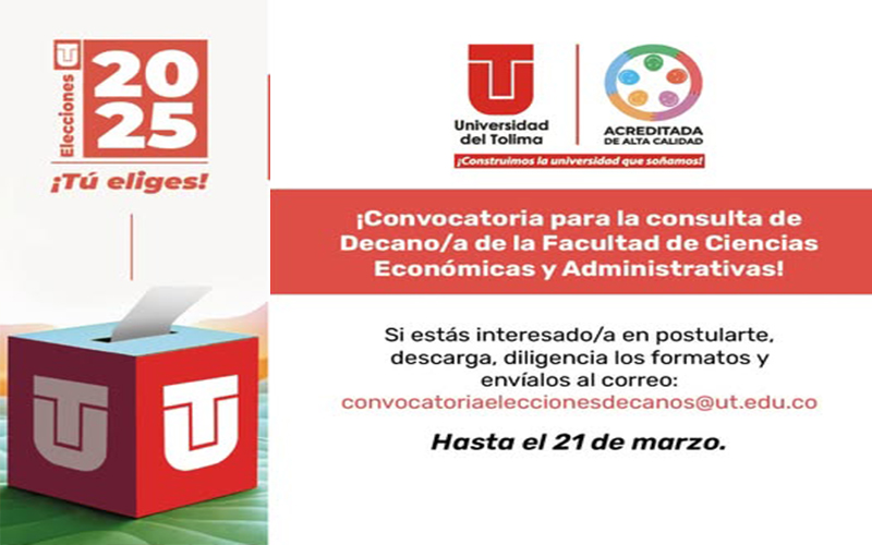 Convocatoria abierta para la consulta de Decano/a de la Facultad de Ciencias Económicas y Administrativas