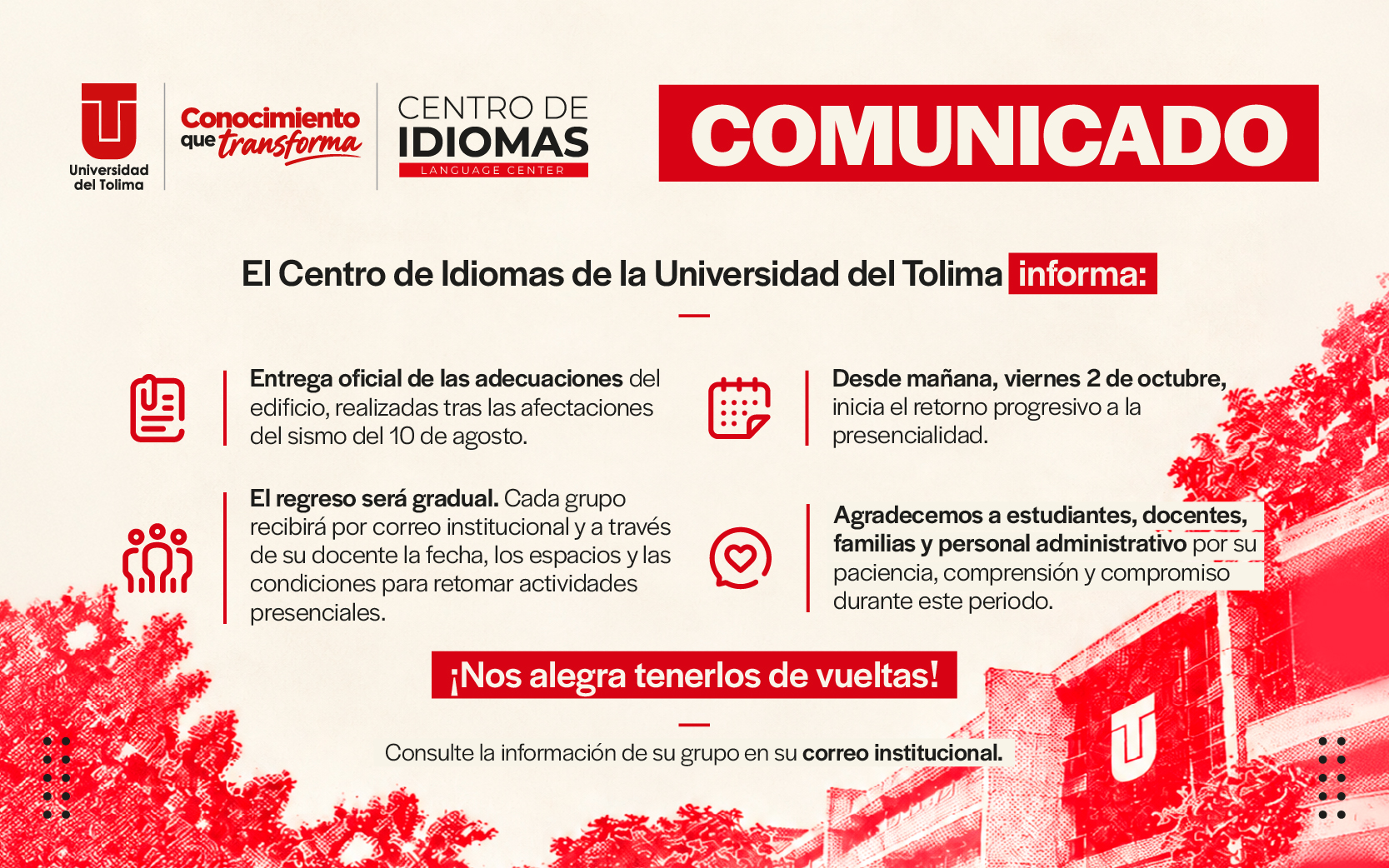 El Centro de Idiomas de la Universidad del Tolima informa